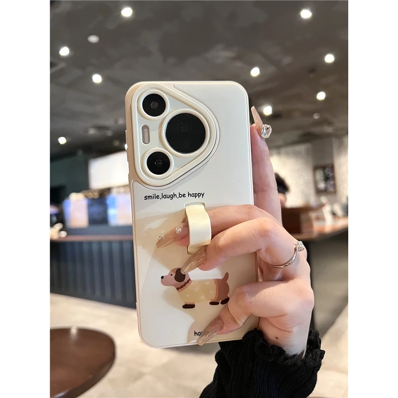 卡通可爱腊肠狗狗适用华为pura70pro+手机壳mate60pro+可拉伸支架