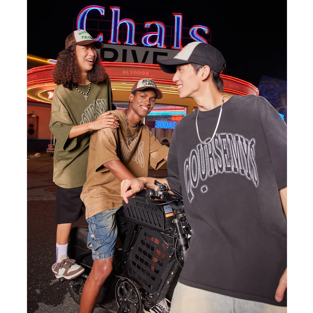 聪明陈 320克重磅自制潮牌字母短袖T恤夏季圆领半袖男女10729