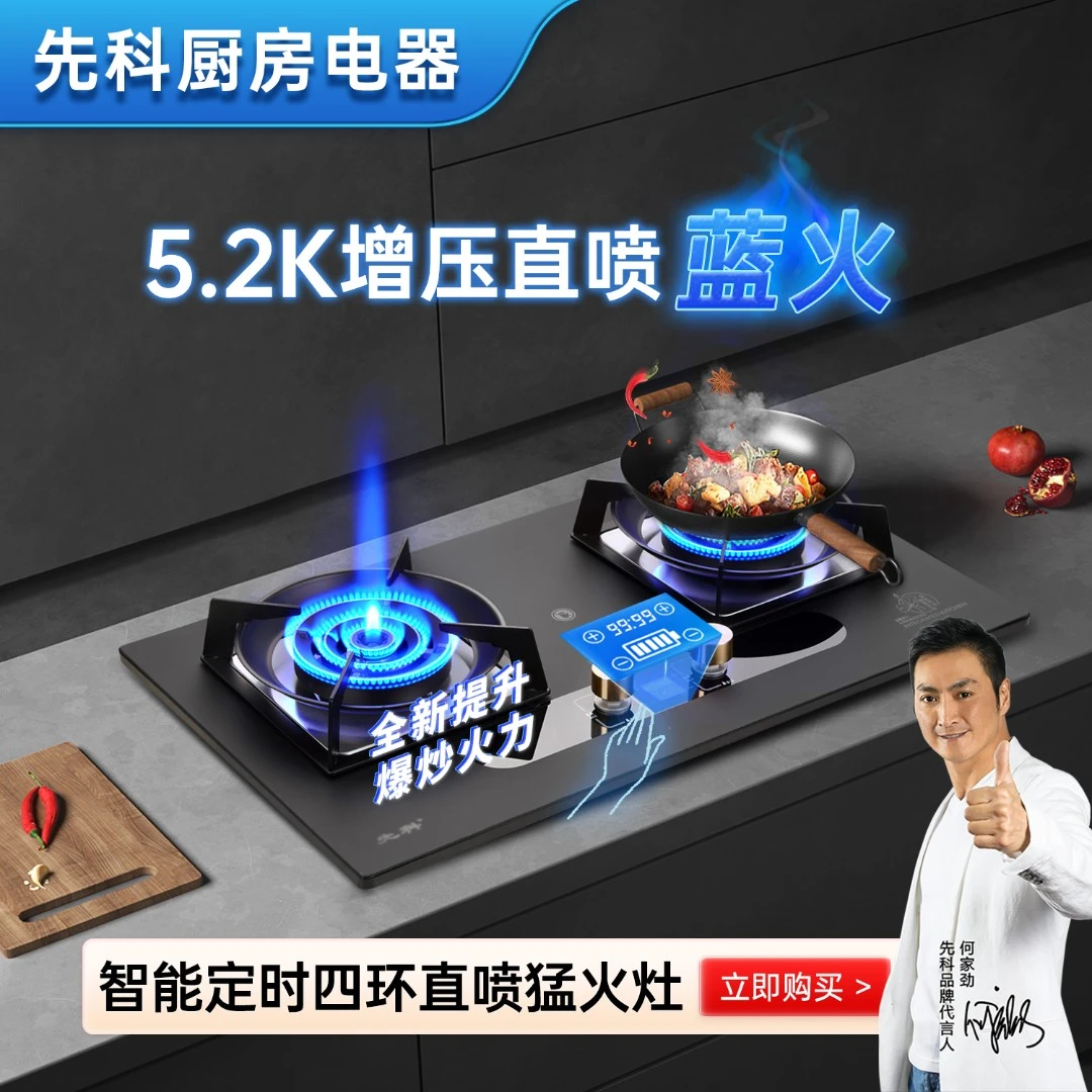 先科猛火灶煤气灶燃气灶家用双灶头燃气灶具炉具燃气灶ai