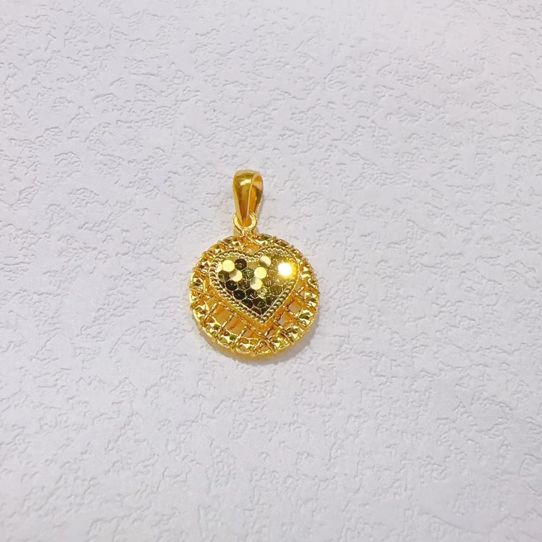 足金999爱心镂空挂坠 编织时尚精美吊坠