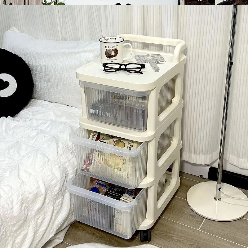 抽屉式收纳柜家用塑料透明柜子储物柜多功能整理柜多层零食置物架