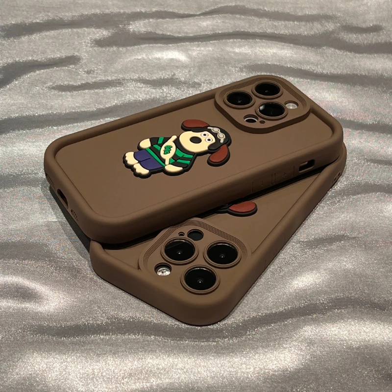 卡通立体掌门狗适用苹果15手机壳iPhone14Promax肤感11软12全包xr