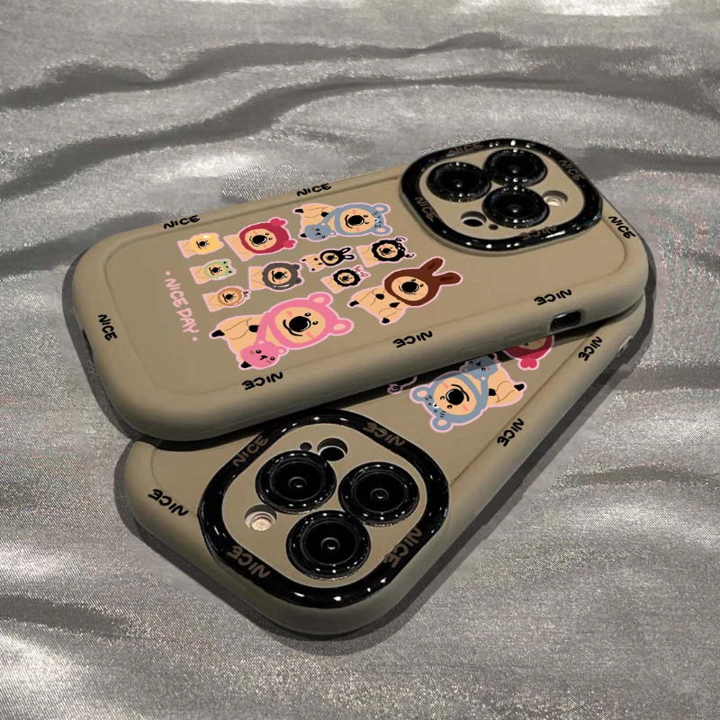 趣味卡通柿子熊苹果15手机壳iphone13/14promax泡芙壳新款12防摔x