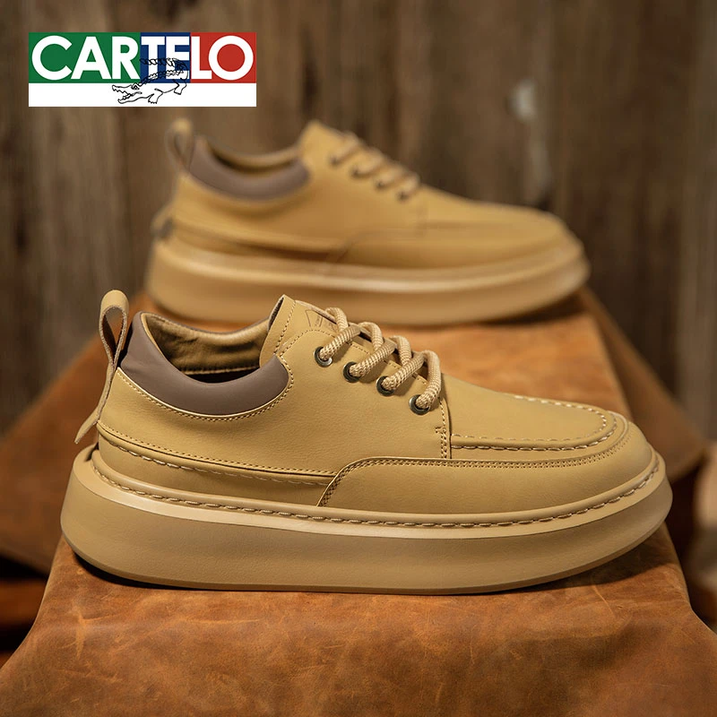 卡帝乐鳄鱼2024新款秋季复古低帮户外工装鞋耐磨休闲皮鞋男士鞋