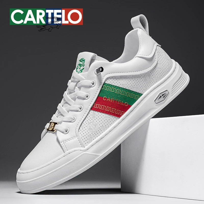 CARTELO/卡帝乐鳄鱼欧洲站小白鞋英伦风运动休闲板鞋镂空透气男鞋