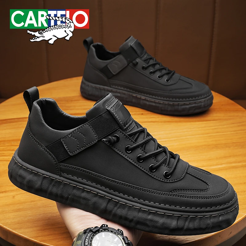 CARTELO/卡帝乐鳄鱼冬季新款潮流高帮板鞋百搭男士运动休闲工装鞋