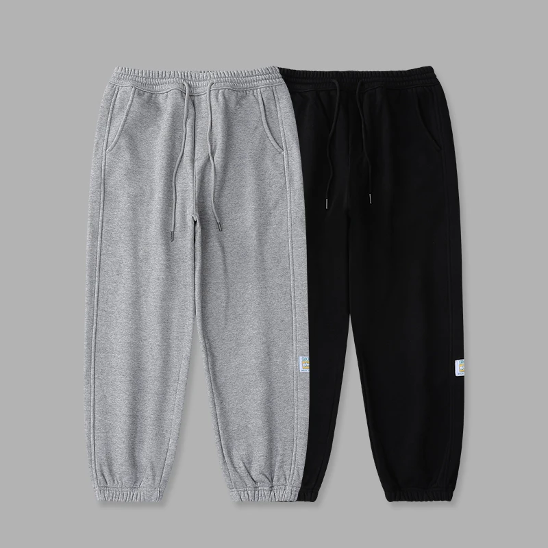 0909 潮牌加绒加厚纯色男女束脚裤保暖休闲宽松简约ins风百搭长裤