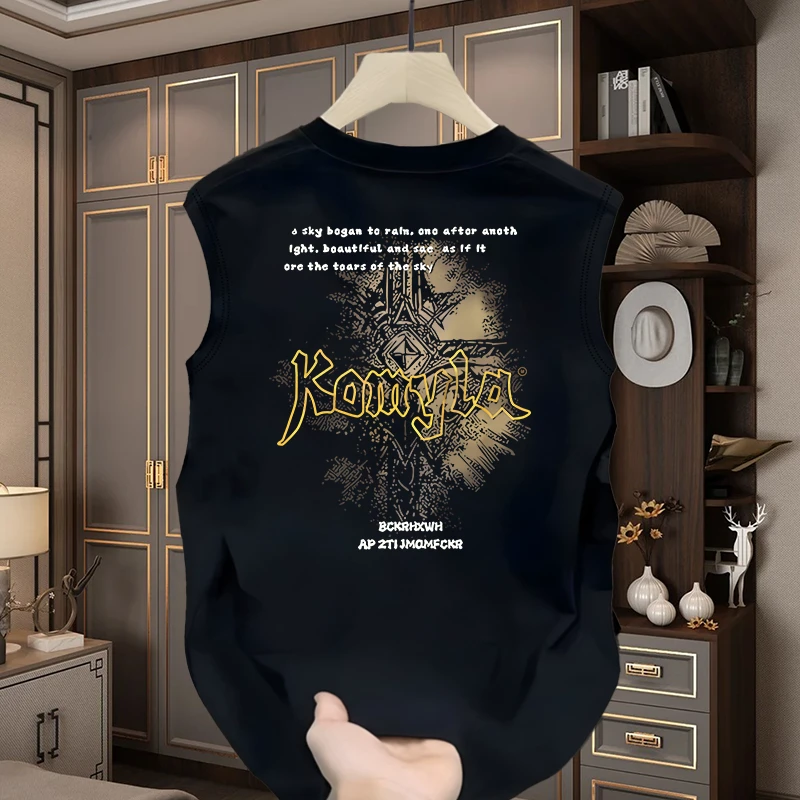 {品质男装}圣剑！美式背心男2024夏季新款纯棉宽松潮流个性无袖t恤