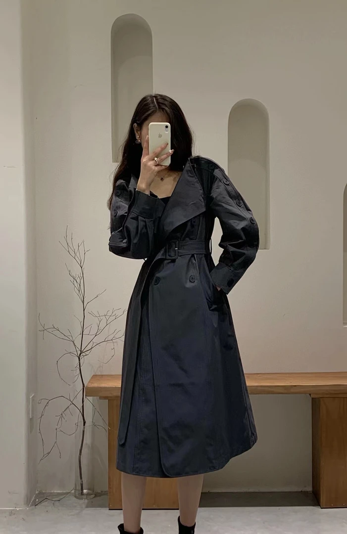  2024秋【高端系列】风衣外套长款利落大翻领优雅风衣外套 2166