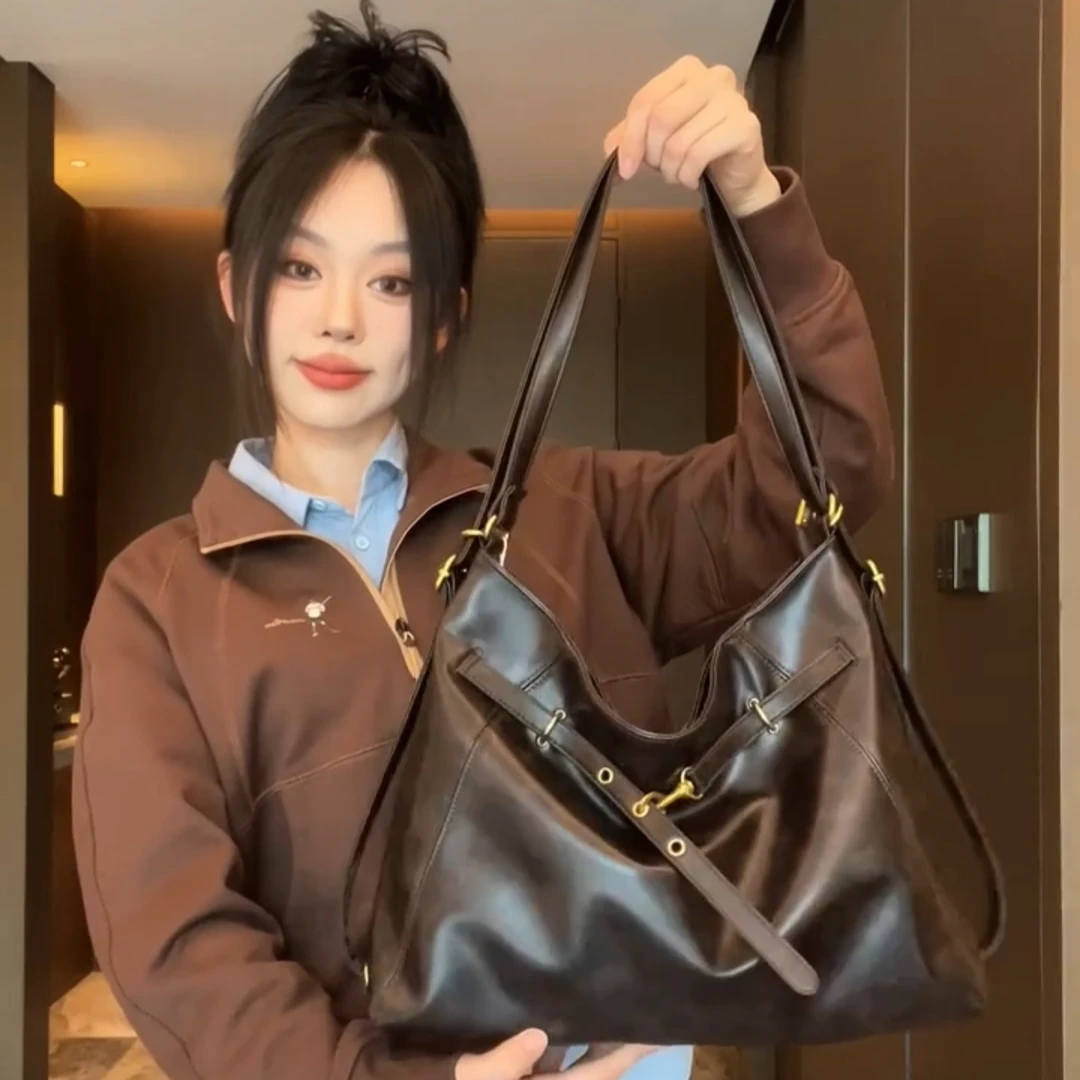 美拉德大容量包包女包2025新款秋季休闲百搭双肩背包女通勤托特包