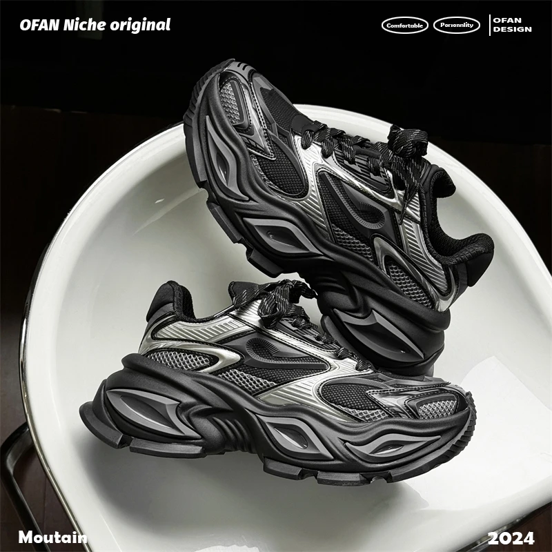 黄景瑜同款异瞳猫眼鞋2025春季男款厚底增高老爹鞋运动休闲潮鞋子