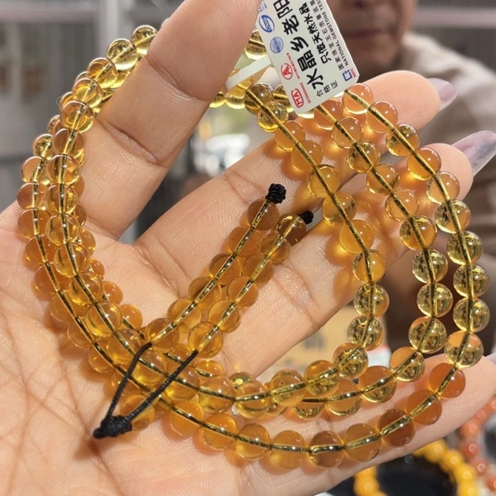 蓝珀颈饰未镶嵌天然蓝珀项链未镶嵌6mm