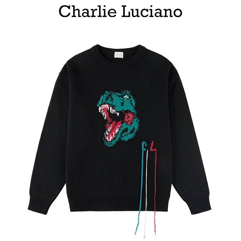 Charlie Luciano潮牌毛衣2024春秋新款针织休闲男女同款打底上衣