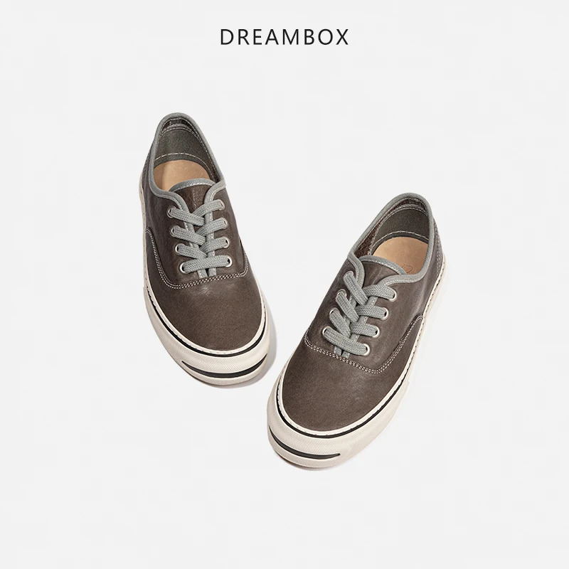 dreambox钧博女鞋vibram硫化鞋秋季新款复古做旧低帮系带休闲板鞋