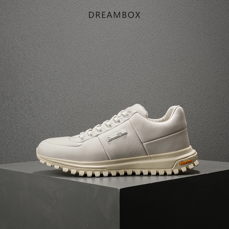dreambox钧博vibram轻奢男士真皮运动休闲鞋防滑百搭轻便小白鞋