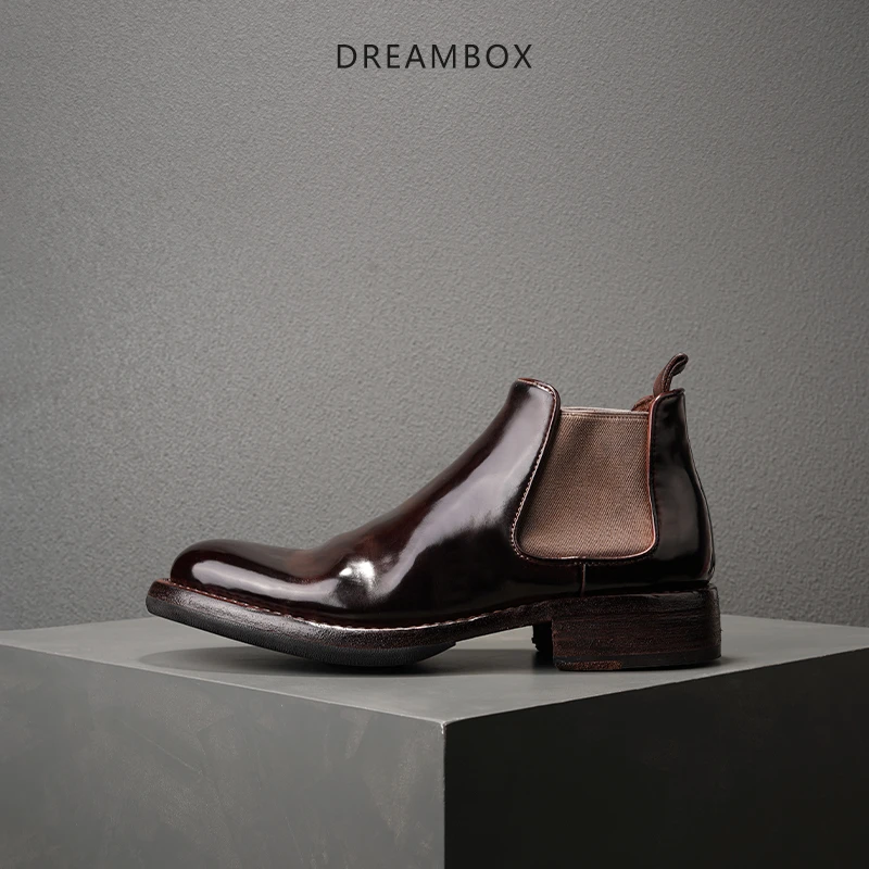 DREAMBOX钧博vibram男款切尔西意大利马臀皮短靴高颜值固特异皮靴