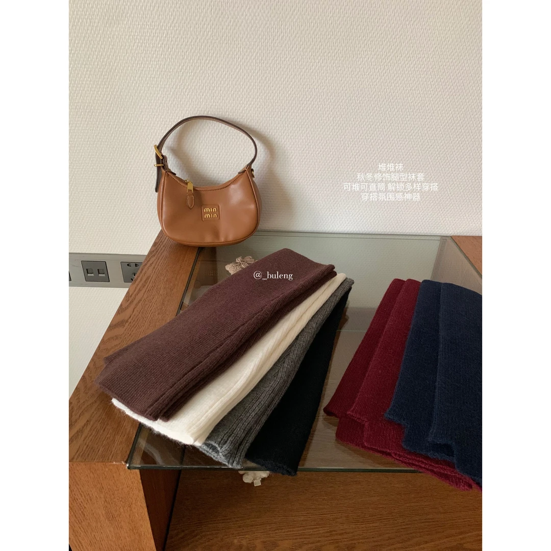 不冷BULENG 针织袜套秋冬保暖千禧辣妹日系休闲小腿堆堆袜y2k腿套