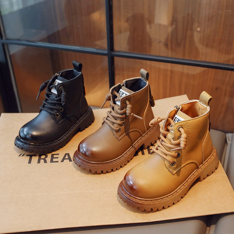 儿童马丁靴2023年夏季新款男童靴子女童短靴春秋软皮小黄靴英伦风