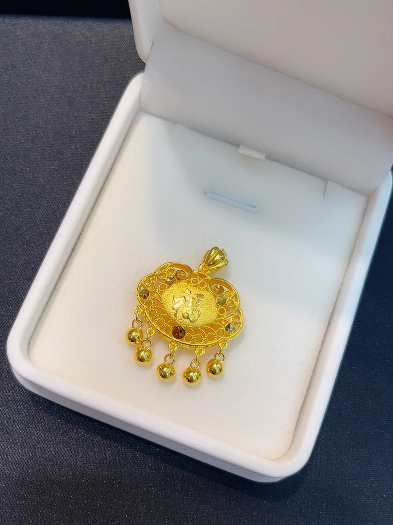 足金999金锁吊坠