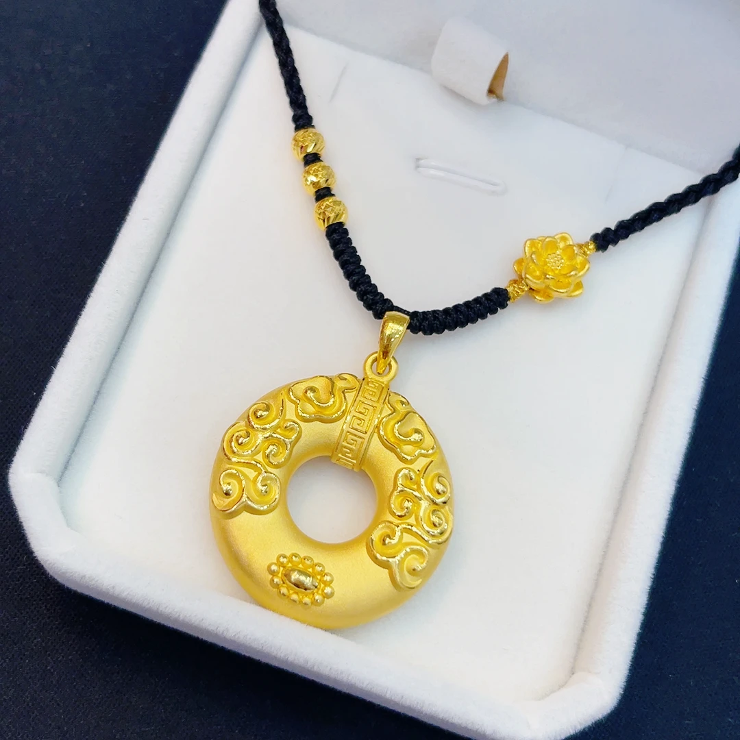 足金999黄金平安扣编绳