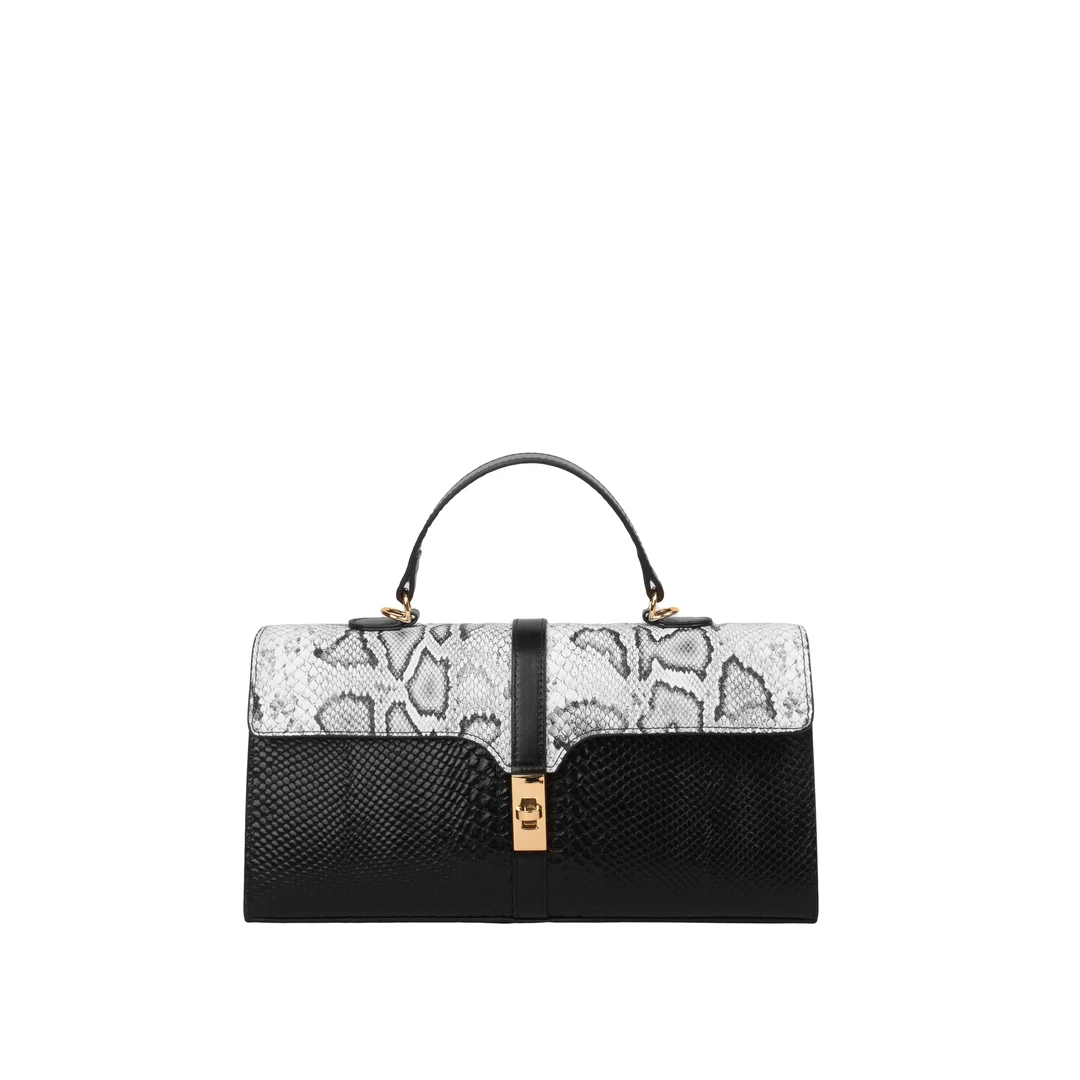 绿谷6061黑色时尚女士包经典牛皮包包百搭手提女包手拎斜挎包