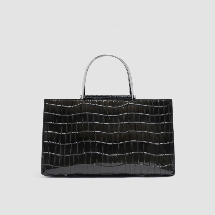 绿谷6126渐变灰色小众气质手提托特包鳄鱼纹高级感时尚手提单肩包