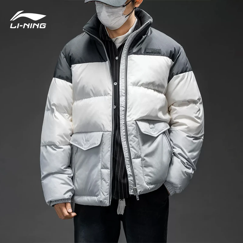李宁羽绒服男春季季新款运动立领时尚加厚保暖男士外套正品运动服
