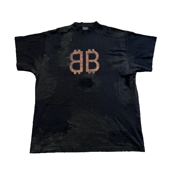 Balenciaga/巴黎世家/比特币短袖/做旧风格/3码/99新