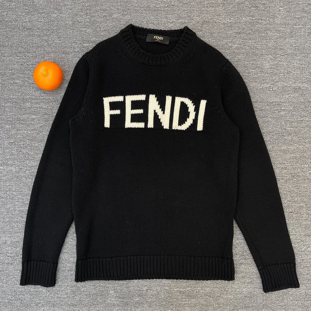 99新/48码/Fendi/芬迪/logo字母嵌花羊毛套头毛衣