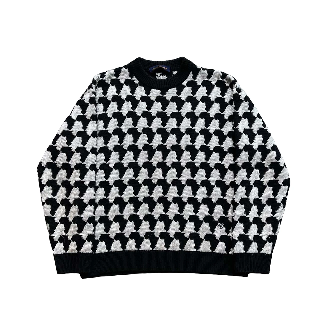 LouisVuitton/lv/千鸟格纹针织卫衣/圆领卫衣/M码/99新