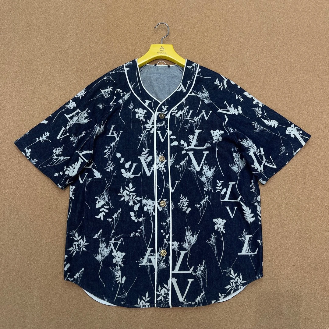 准新/L码/LouisVuitton/路易威登/Lv/麦穗短袖衬衫/牛仔面料/