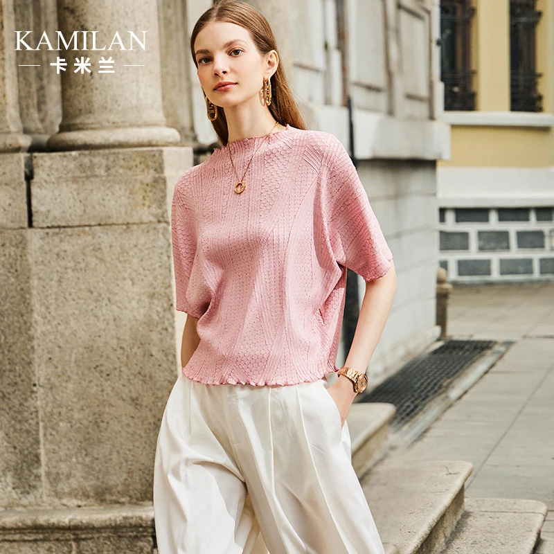 卡米兰法式独特别致短袖T恤女2024夏季新款短款时尚百搭上衣