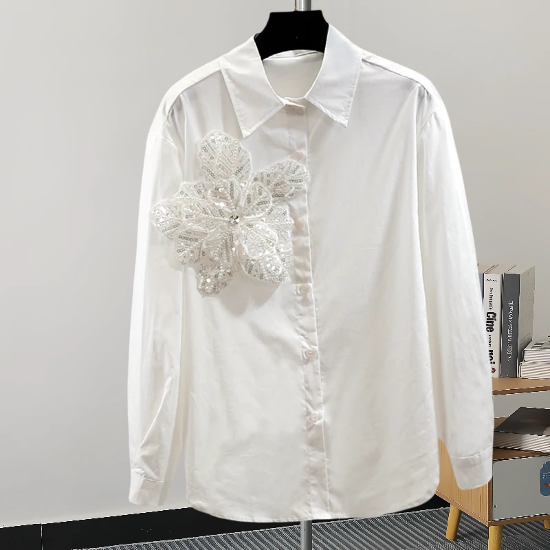 法式潮牌高贵衬衣高级感轻熟风气质白色衬衫小众上衣洋气微胖女装