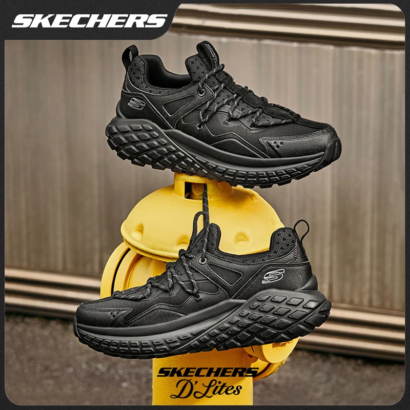 斯凯奇秋冬保暖男鞋撞色怪兽鞋防水潮流轻质吸震回弹复古慢跑鞋23