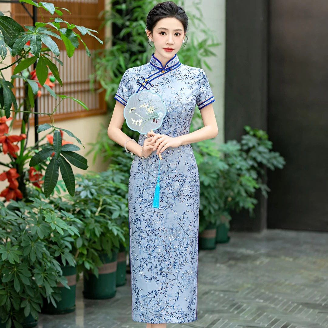 金枝玉叶中国风裙子优雅旗袍复古长款漂亮旗袍气质显瘦女款修身