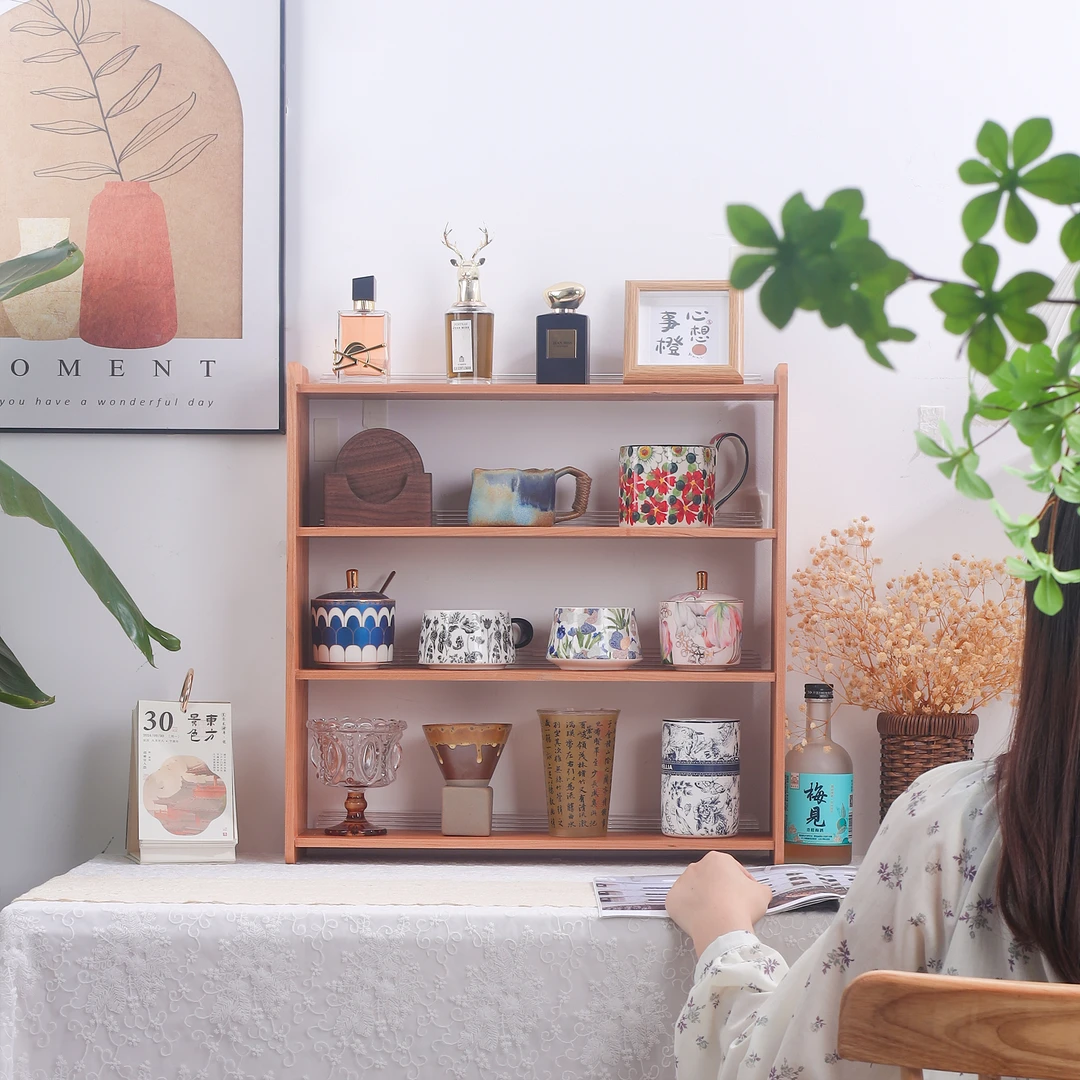 杯架实木桌面卧室木质杯架子置物架茶杯玻璃水杯咖啡店复古收纳架