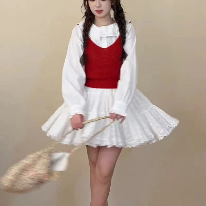 （清货） 蕾丝刺绣花边短裙甜美百搭显瘦a字裙半身裙9002