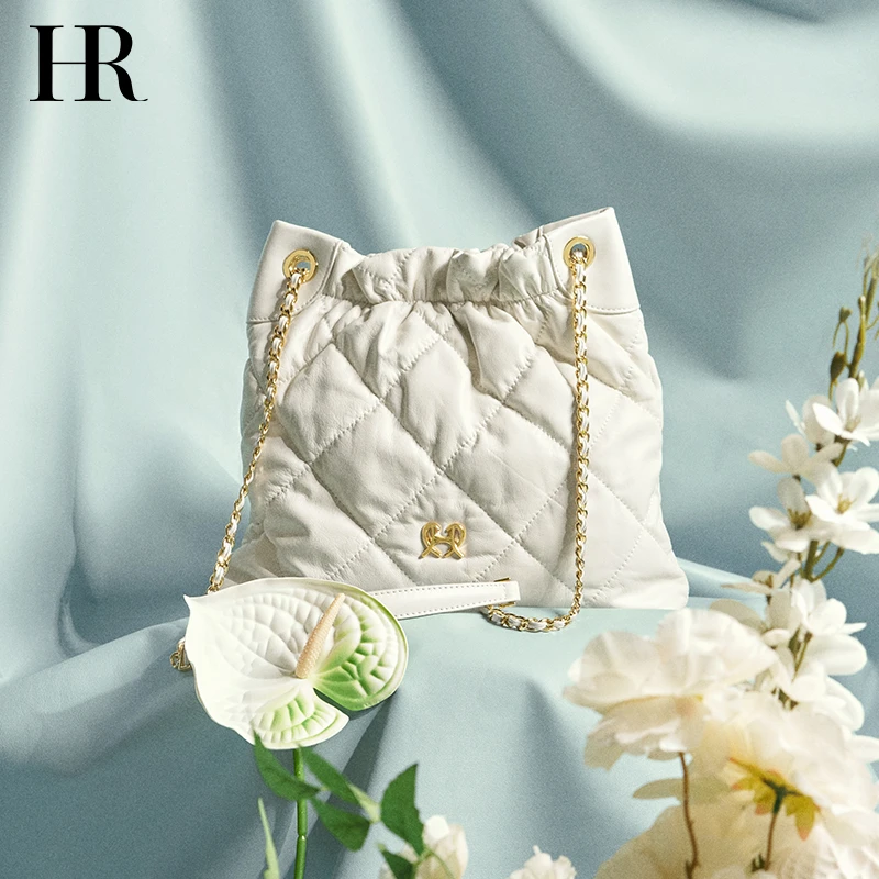 HR赫莲娜女包2024秋冬新款时尚菱格托特包单肩斜挎包轻奢品牌包包