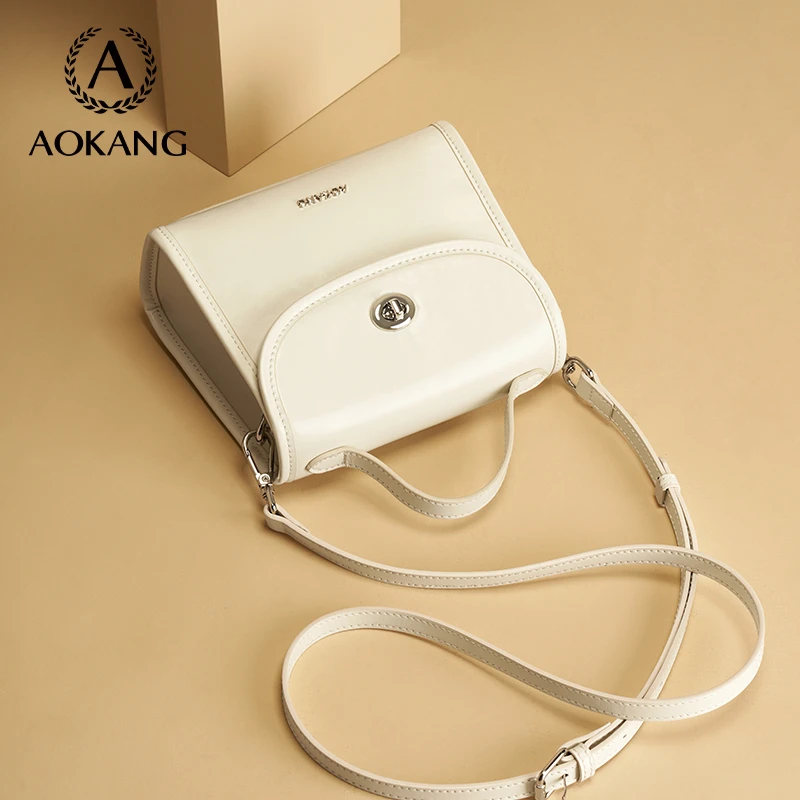 奥康时尚休闲百搭简约小包包女士真皮韩版ins单肩肩包小方包-3209