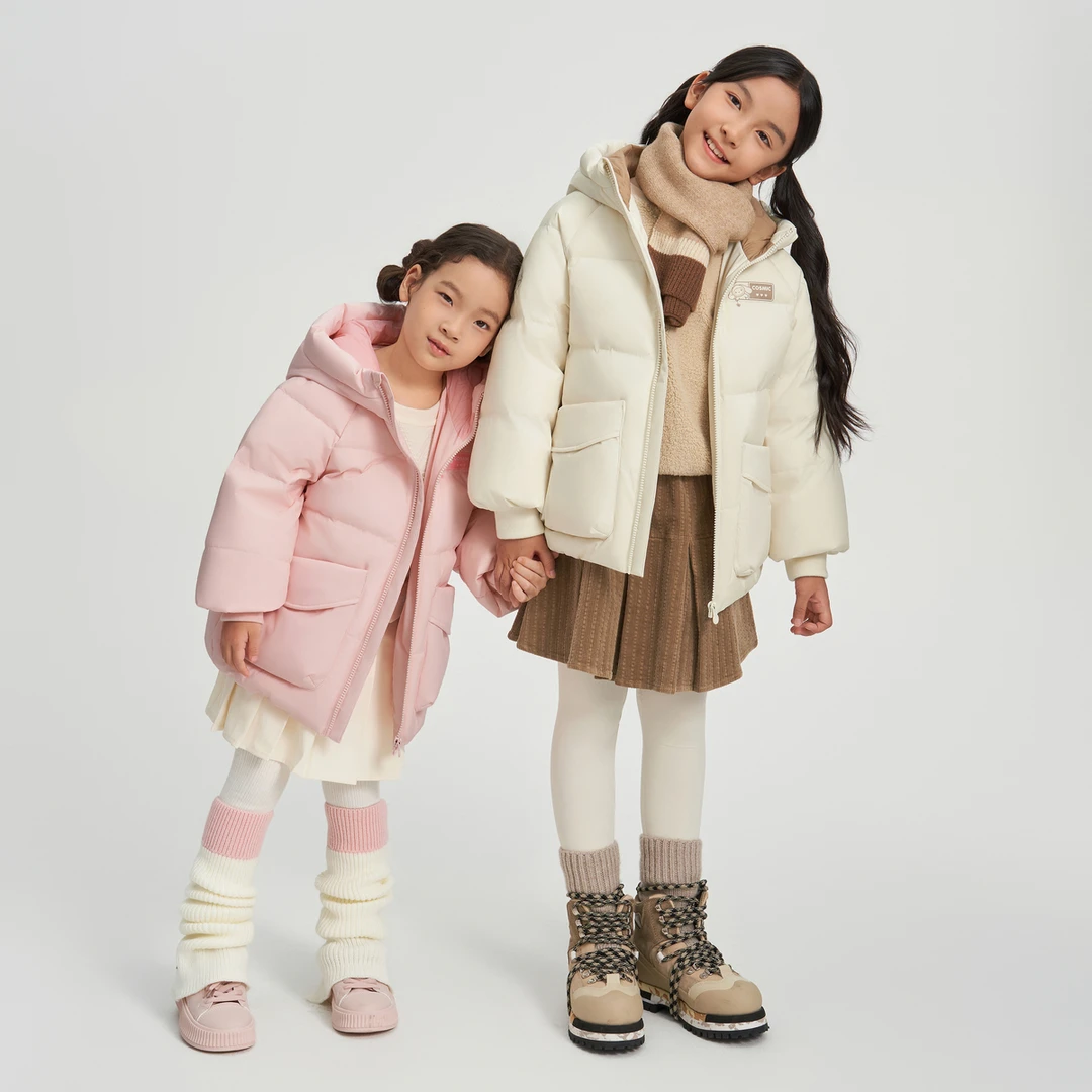 2024冬季新款儿童经典时尚纯色连帽保暖羽绒服T40143702