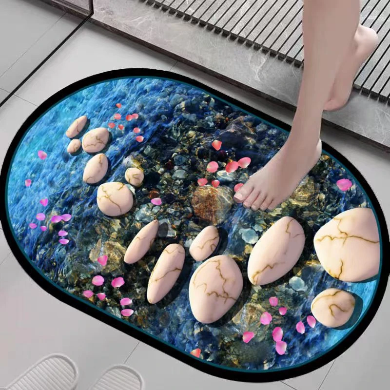 硅藻泥软垫卫生间浴室入户进门吸水速干地垫门口门垫吸水脚垫地毯