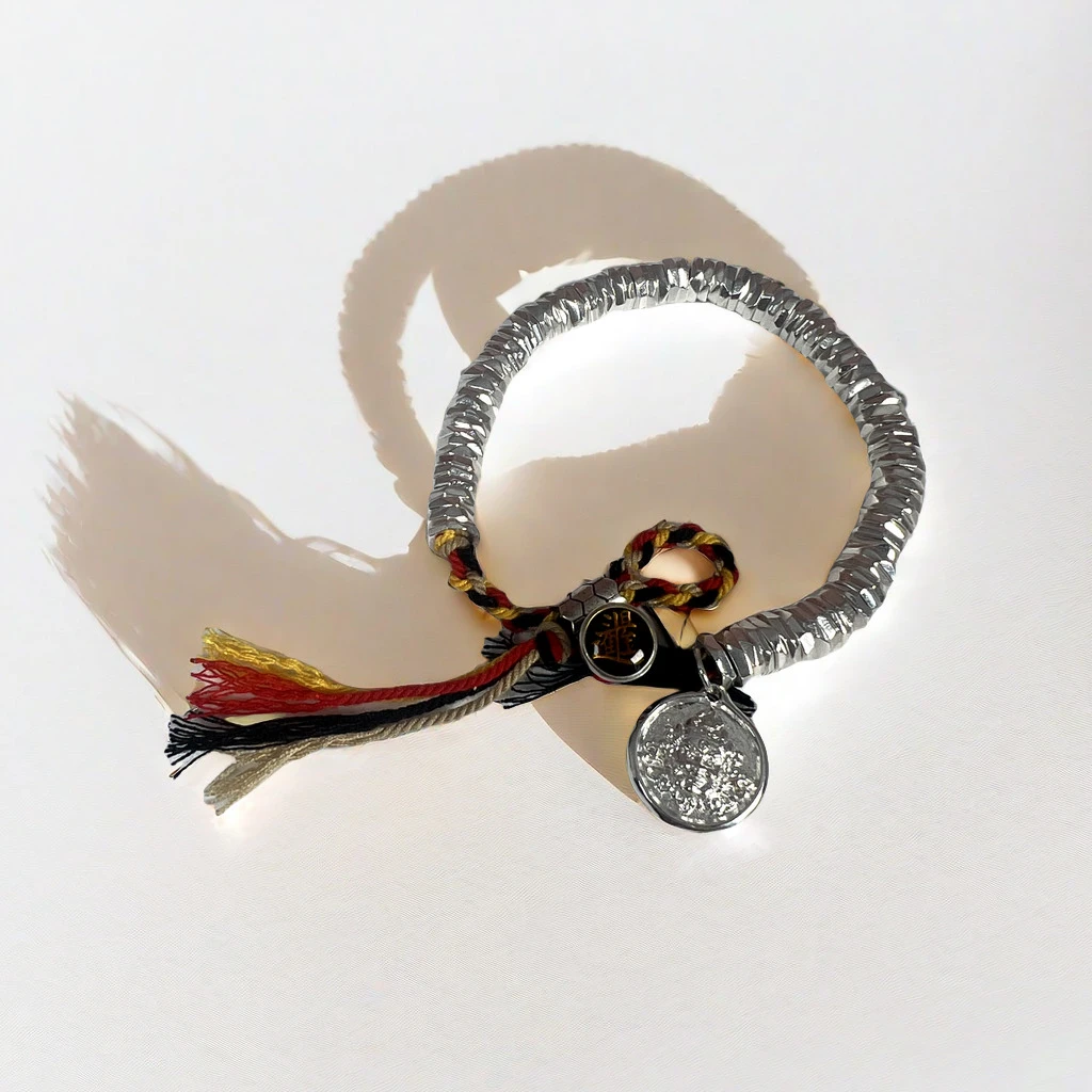 足银手链 【A63】38g足银黄财财999.9盘缠手链绳结气质简约