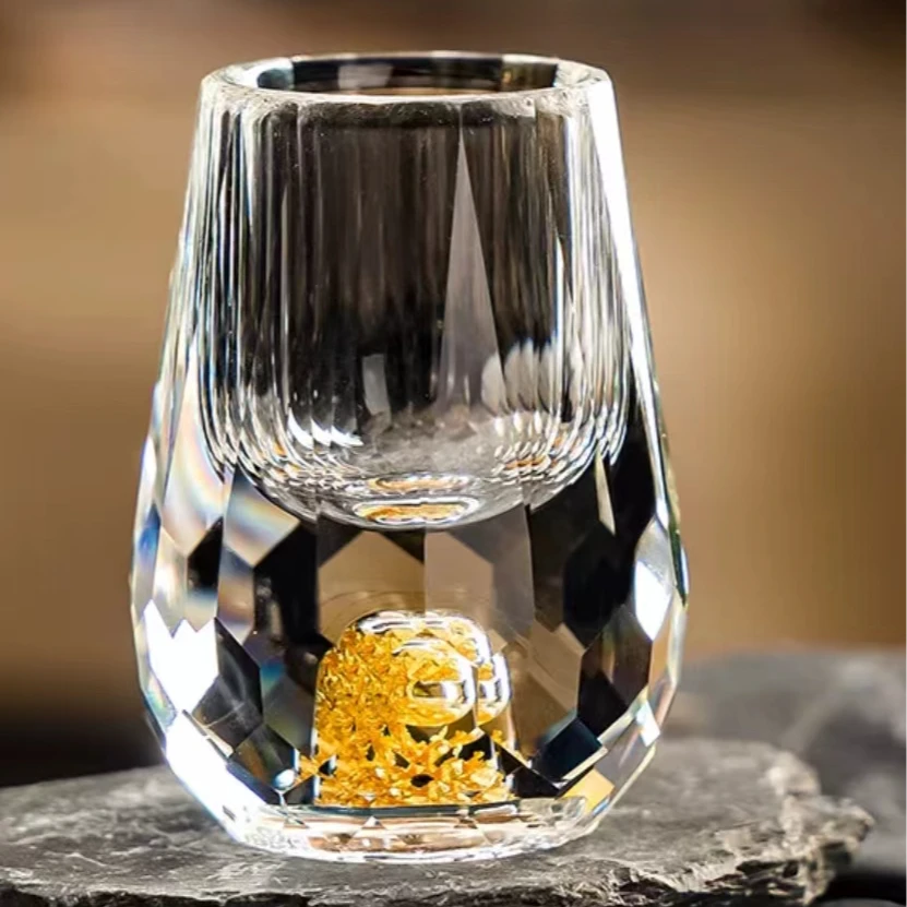 高端高硼硅玻璃切割直筒喝茶主人杯茶具茶杯一口杯家用款YY4808