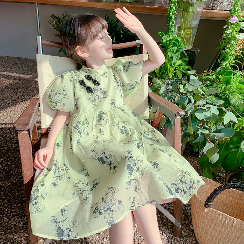 女童连衣裙夏装2024新款夏季碎花旗袍公主裙中国风裙子夏QZ10938