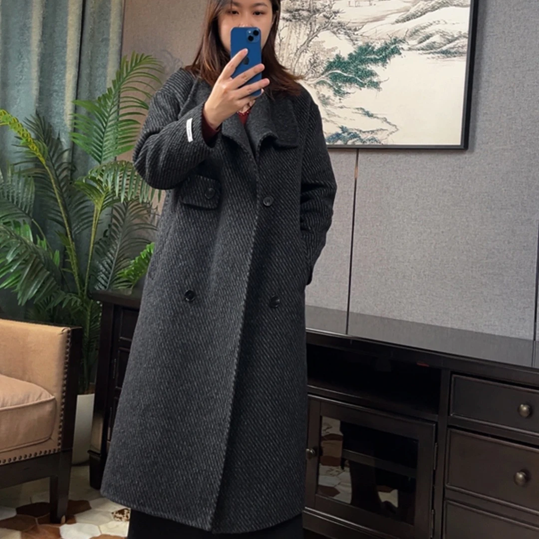 双面羊毛呢大衣宽松加厚过膝秋冬季羊绒时尚气质显瘦
