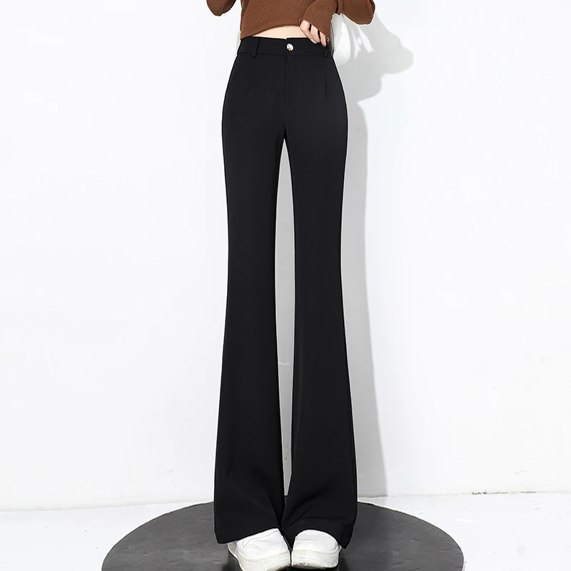 加长版高腰微喇裤子女2024秋季新款175高个子女生喇叭拖地西装裤