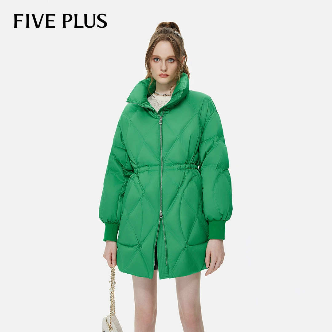FIVE PLUS冬装羽绒服女中长款热力感外套泡芙面包服2TE4333240