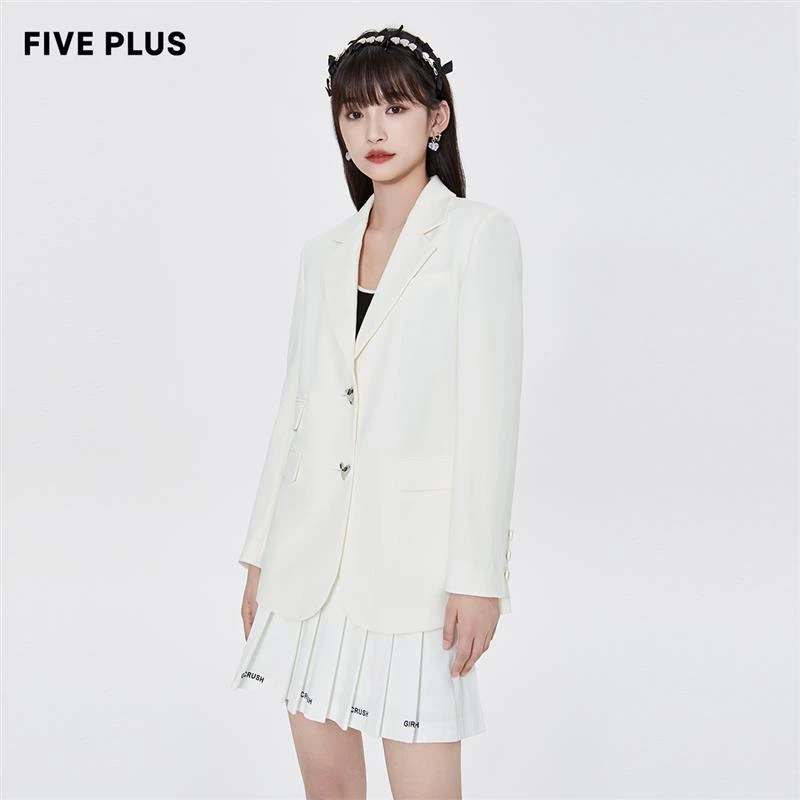 FIVE PLUS通勤时尚西装外套女中长款宽松休闲西服长袖2WA1042010
