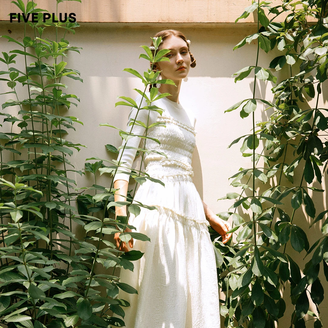 FIVEPLUS高级感小众连衣裙长裙女收腰显瘦2WE3081080
