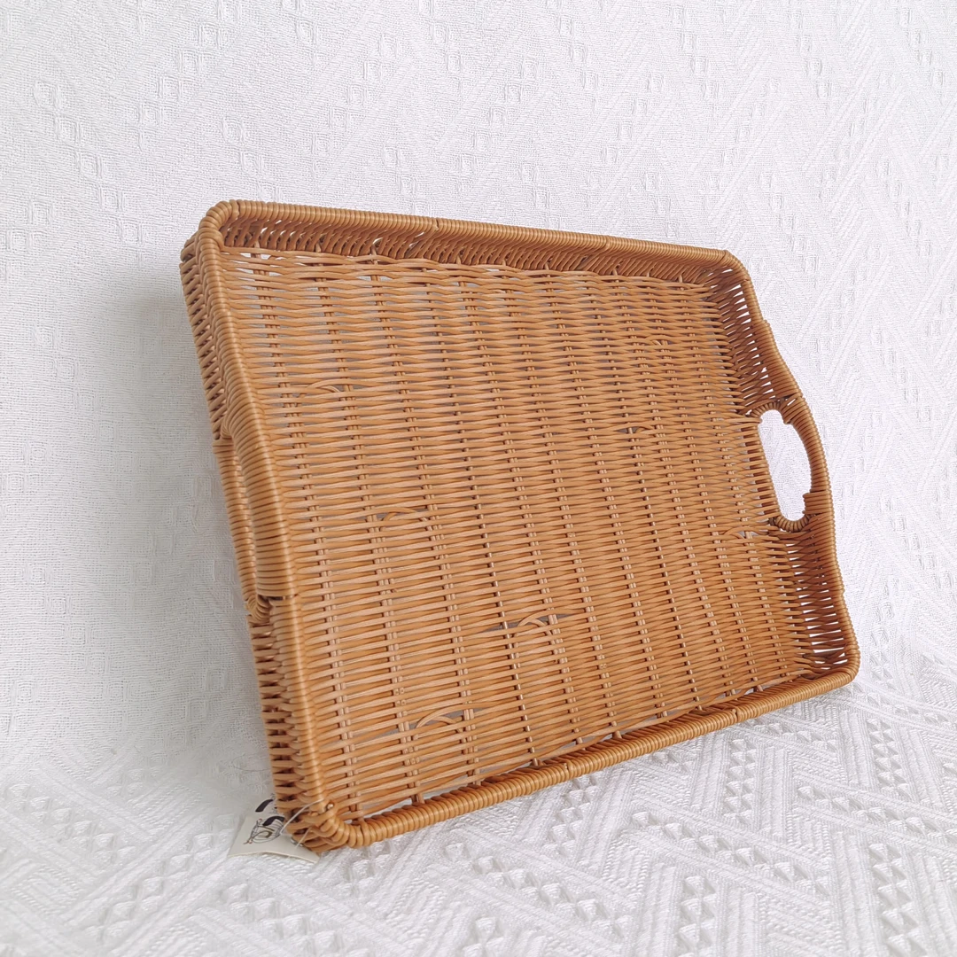 ZF18仿藤纯手工编织家用点心盘多功能沥水果盘子